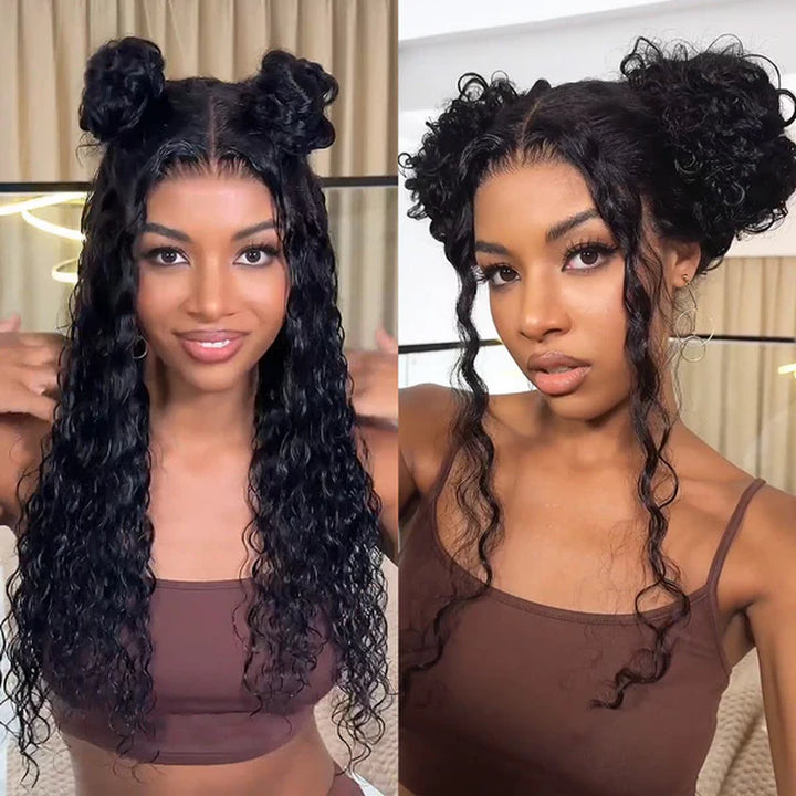 Water Wave 360 Fit Glueless Wear Go Wigs Pre-Cut Lace Bleached Knots Wear Go Wigs with Invisi Drawstring