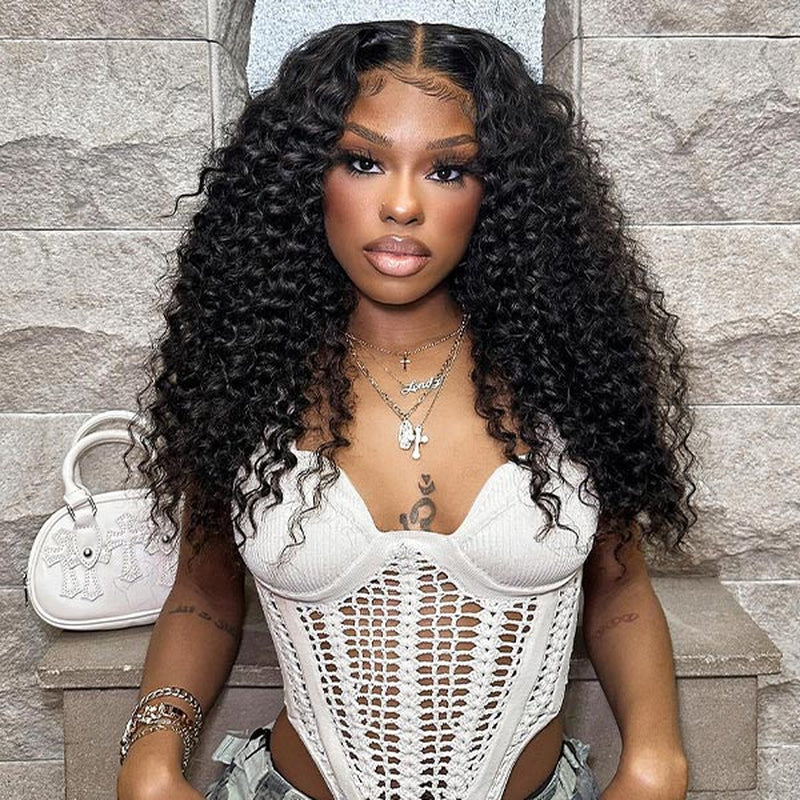 Reshine Kinky Curly Glueless Human Hair Wigs Parting Max 9X6 Wear Go Wig Pre-Cut Lace