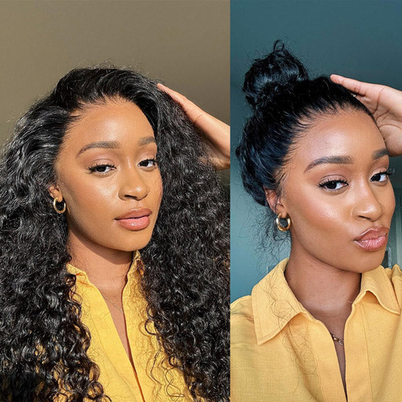 Water Wave 360 Fit Glueless Wear Go Wigs Pre-Cut Lace Bleached Knots Wear Go Wigs with Invisi Drawstring