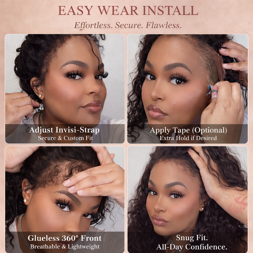 360° HD Lace Glueless Wig – Adjustable Invisi-Strap Forher