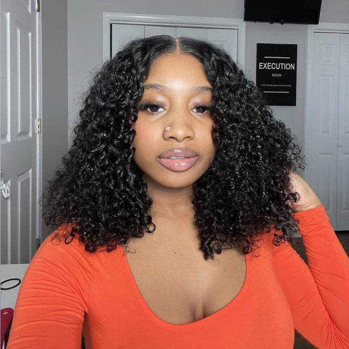 Reshine Kinky Curly Glueless Human Hair Wigs Parting Max 9X6 Wear Go Wig Pre-Cut Lace