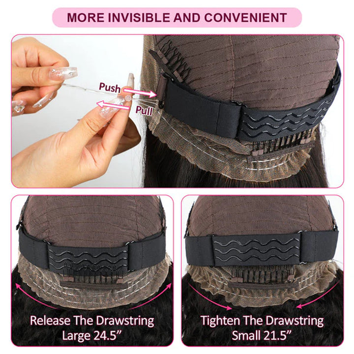 Water Wave 360 Fit Glueless Wear Go Wigs Pre-Cut Lace Bleached Knots Wear Go Wigs with Invisi Drawstring