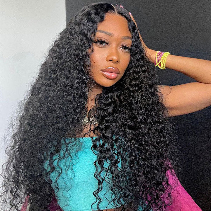 Water Wave 360 Fit Glueless Wear Go Wigs Pre-Cut Lace Bleached Knots Wear Go Wigs with Invisi Drawstring